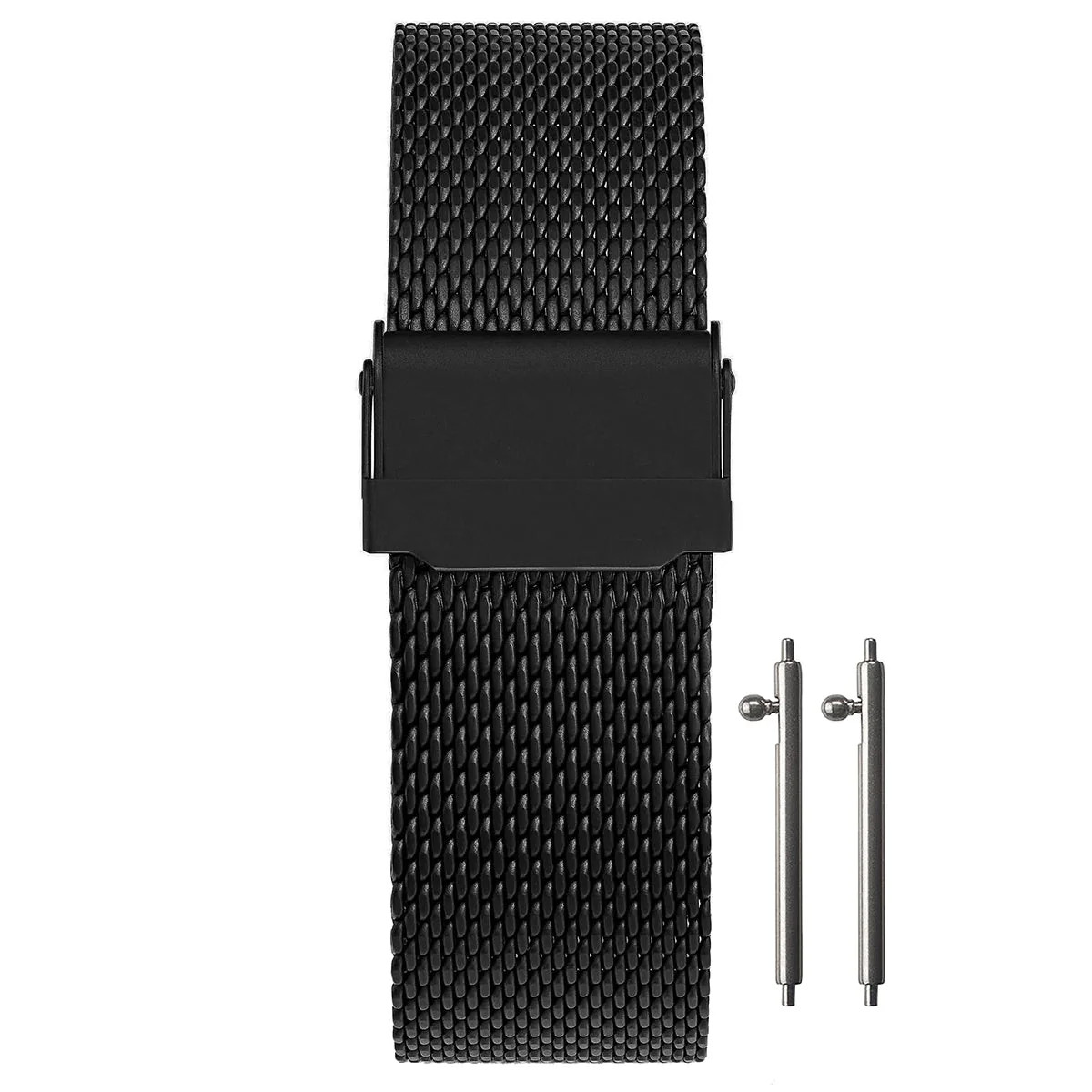 Bracelet montre milanais 8mm noir universel compatible avec boîtier fin et maille mesh 0.6mm