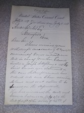 1879 United States Circuit Court Letter Des Moines Iowa Legal Ephemera