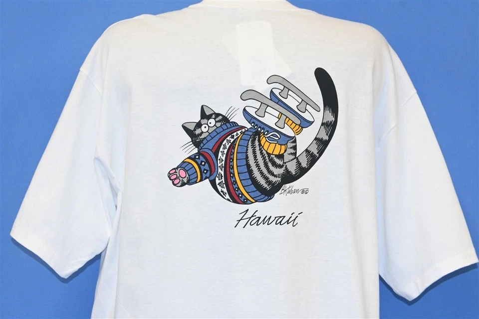 De colección Años 90 B KLIBAN FAT CAT PATINAJE SOBRE HIELO CAMISAS LOCAS HAWAII DEADSTOCK Camiseta XL Foto 3 de 4