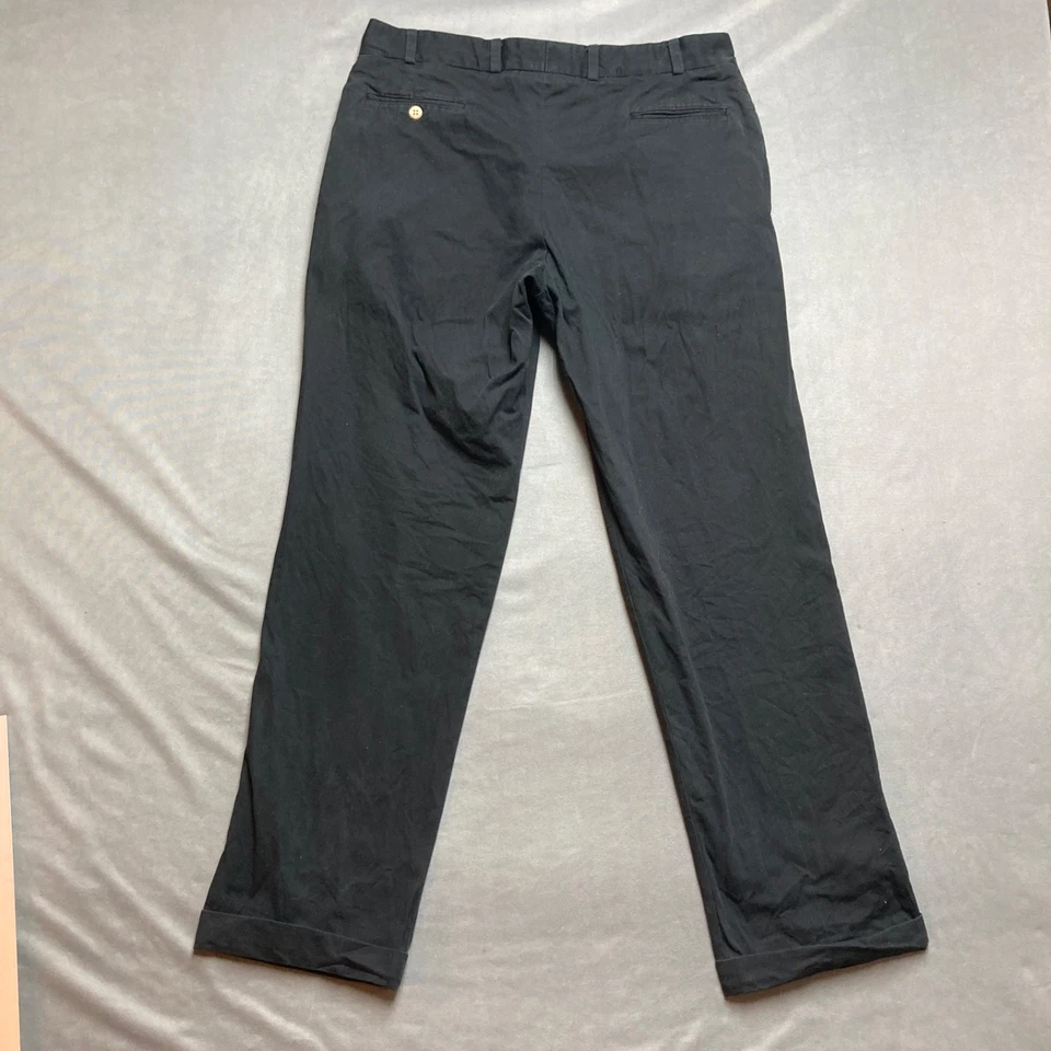 Bills Khakis Pants Mens 38 Black Pleated Cuffed 100% Cotton Made in USA 38x34.5 - Image 2 of 4