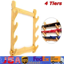 4 Wall Mount Wooden Gun Rack Natural Wood Finish Gun Storage Shelf Holder