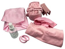 Heatless Hair Curler Set For Healthier Hair Pink with satin hair cap cover
