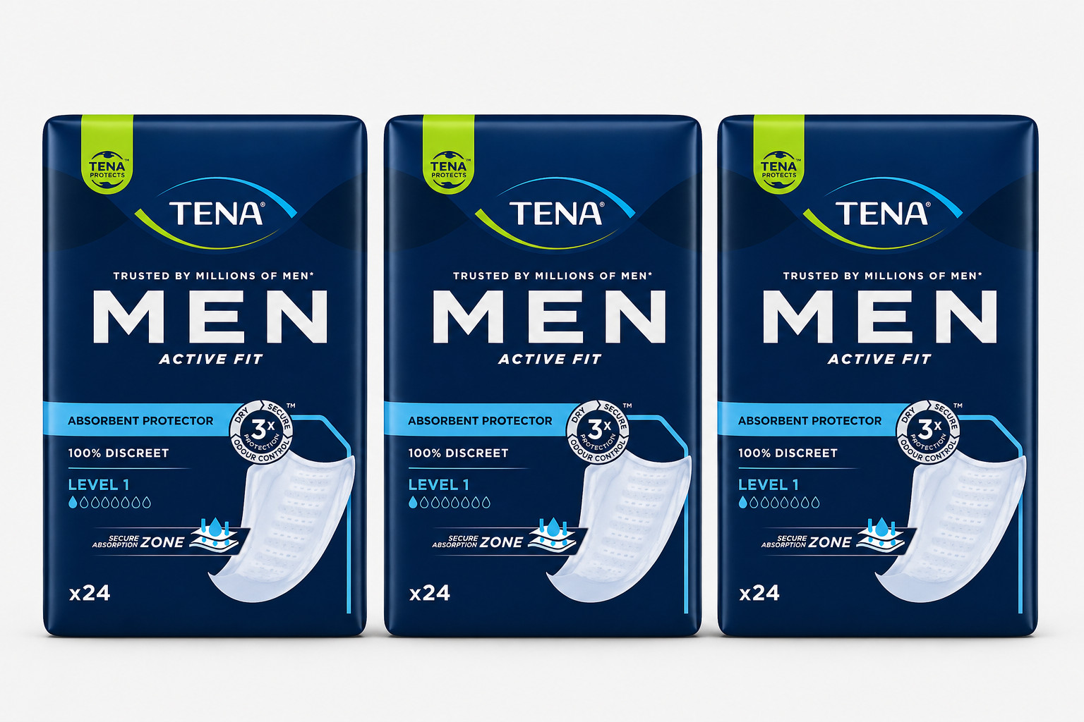 TENA Men Level 1 Active Fit Absorbent Protector - Pack of 24 Incontinence Pads - Image 7