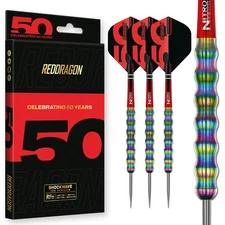 Red Dragon 50 Year Shockwave 1 Steel Tip Darts 26 gram 90% Tungsten