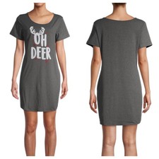 Secret Treasures  Oh Deer  Holiday Sleep Shirt Women  s S/M Christmas Nightgown