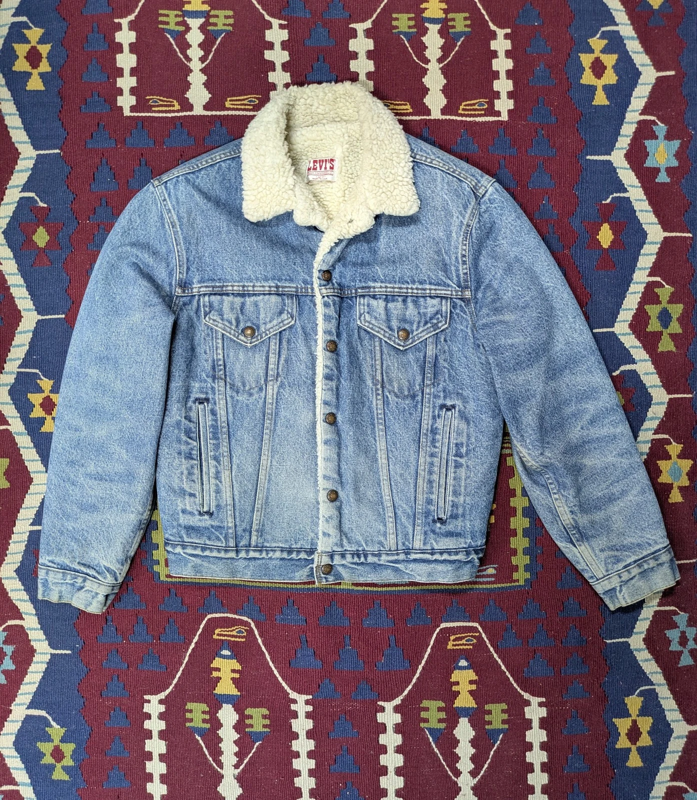 VTG Levi's Sherpa Lined Denim Jacket, 38R / M, Whiskering, Faded, Trucker Jacket