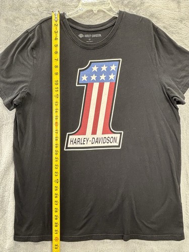 Harley Davidson 1 Logo American Flag USA Short Sleeve Tshirt XXL Black Biker HD - Picture 5 of 24