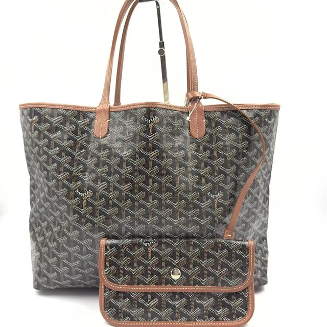 091505 Goyard Goyardine Saint Louis PM Black Gold Top Handle Shoulder Bag