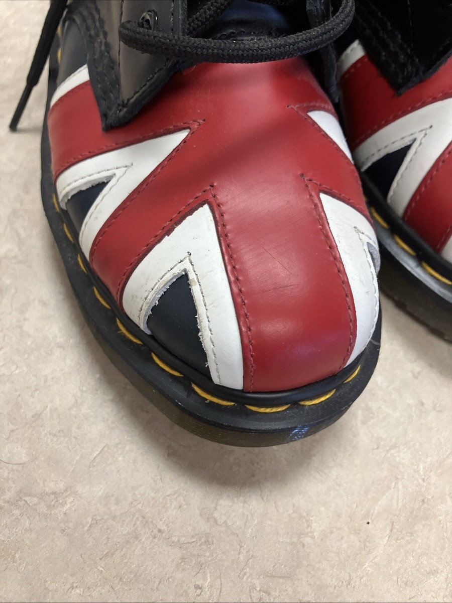 Dr. Martens 10950 Union Jack Flag 8 Eye Smooth Leather Boots Size