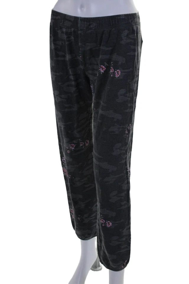 Pantalones deportivos Monrow para mujer florales cintura elástica tiro medio cónicos grises talla s Foto 2 de 4