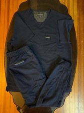 Members Only Mens Navy Medical Scrub Uniform Scrub Jogger Set - XL top, L pants