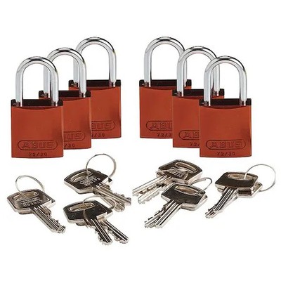 Brady Cpal-Brn-25Al-Ka6 Lockout Padlock, Keyed Alike, Aluminum, Brown, 1 In