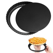 SUJIBHI Quiche Pfanne 8 Zoll rund geriffelt Tarte Blech Flan 20 cm x 2 cm, schwarz
