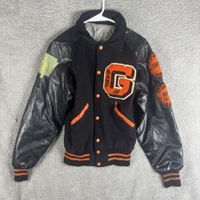 Vintage Letterman Varsity Jacket Teens Small Black Wool Leather Band UIL 70s