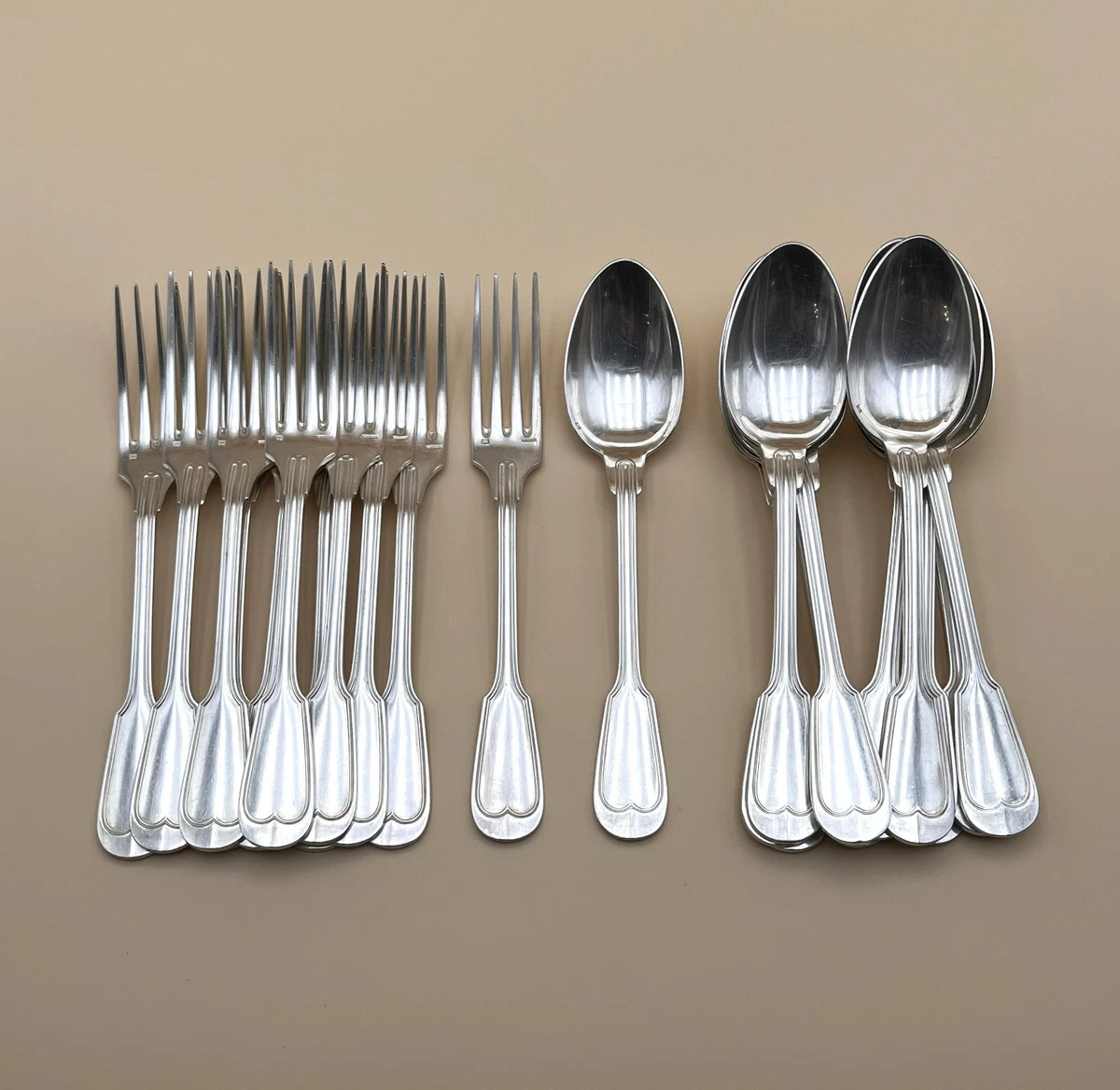 Lot De 6 Couverts Métal Argenté ERCUIS – Modèle Lagon – Filet Or