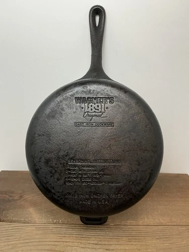 Vtg Wagner's 1891 Original 10 1/2" Chicken Fryer 3" Deep USA Cast Iron Cookware
