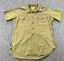 VINTAGE Boy Scout Shirt Mens Medium Olive Green BSA Uniform Dacron Regular