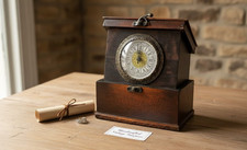 Orologio da Tavolo in Legno Stile Antico con Quadrante Romano