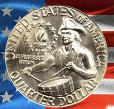 1776 - 1976 D bicentennial Washington Quarter circulated