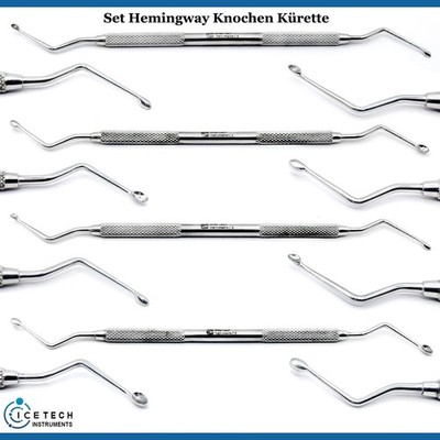 4er Set Hemingway Knochenkürette   Sonde & scharfer Löffel Größen 0 3 Dental KFO