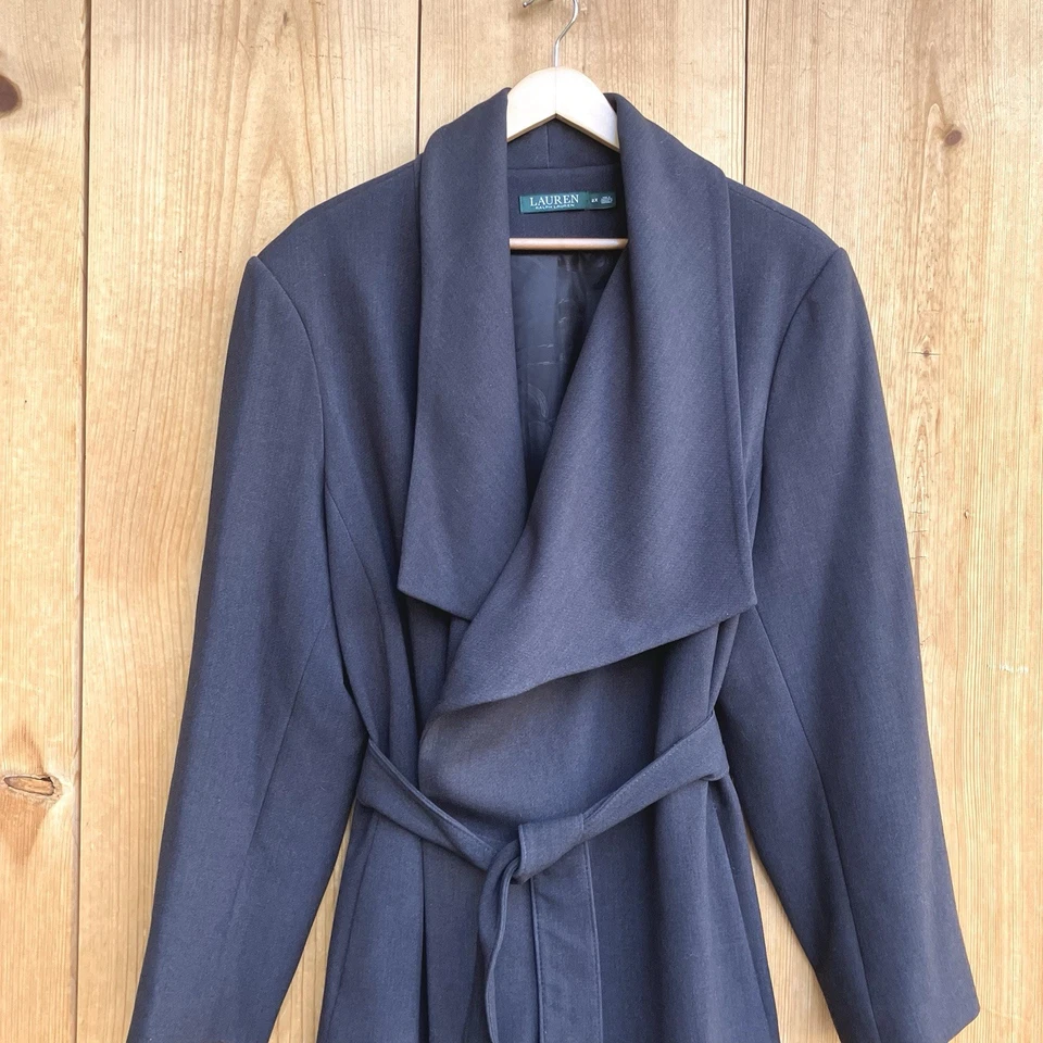Abrigo Lauren Ralph Lauren Carbón Forrado con Cinturón Talla 2X Foto 2 de 4