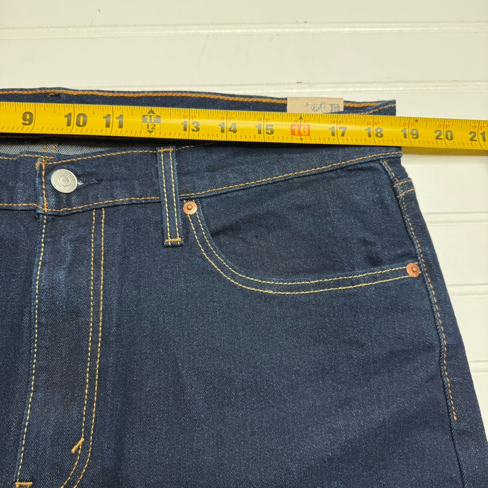 Levi's 502 Regular Fit Zip Fly Tapered Denim Jeans 36X32 Men's Dark Blue Stretch thumbnail 5