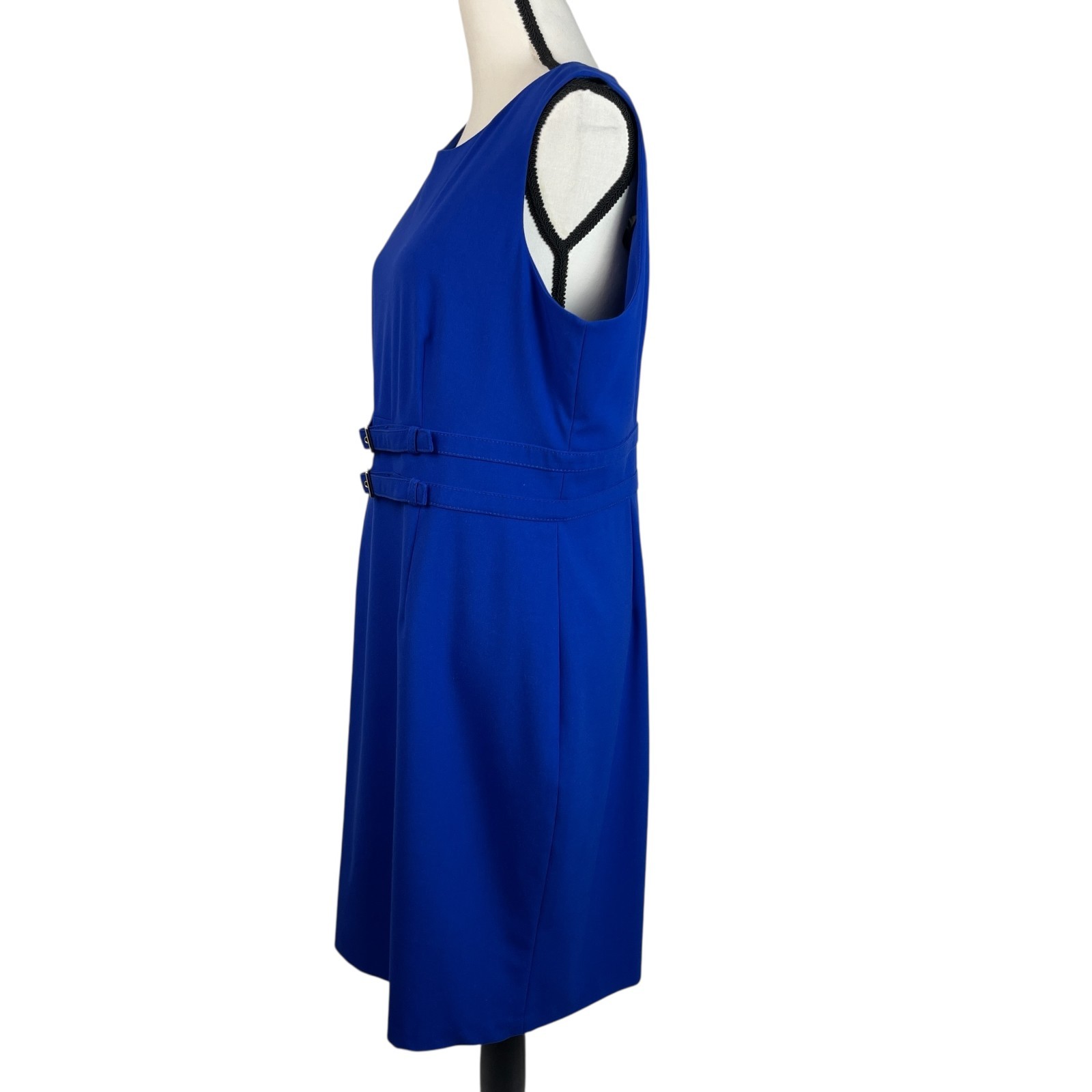 Calvin Klein Women's Dress 14 Royal Blue Sleeveless Sheath Double Belt Waist thumbnail 6