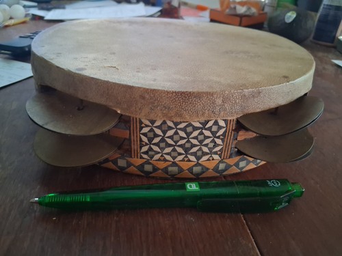 tambourine early 1900s Damascus inlaid mother of pearl