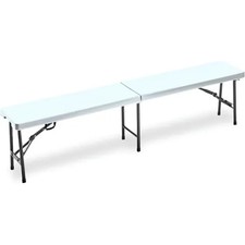 Panca Pieghevole Richiudibile per Set Birreria Acciaio da Giardino Campeggio