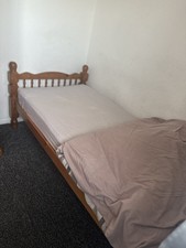 Solid Wooden Large Single Bed Frame Bedstead - with Mattress Included