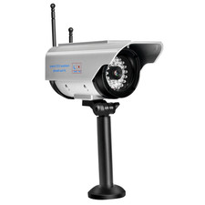 Solar Power LED Fake Camera Outdoor Security Surveillance Silver Dummy Camer CHU
