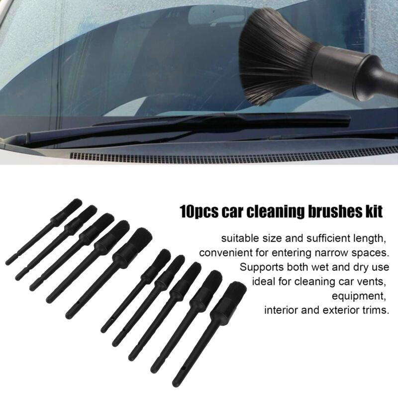 10 Piece Car Detailing Dusting Brushes Cleaning Kit Interior Tool Set