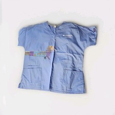 Cherokee Veterinary Medical Scrub Top Blue V-Neck with Pockets Size Large NWOT