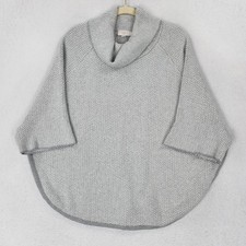 LOFT Sweater Womens XS Gray Herringbone Cowl Neck Pullover Knit Poncho Casual