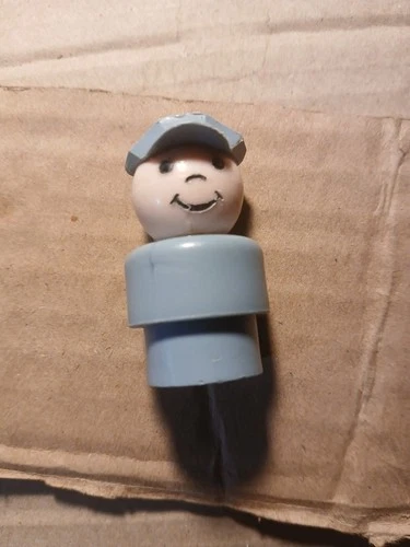 Fisher Price Little People Vintage Wood Gray Mailman Mail Man Kb