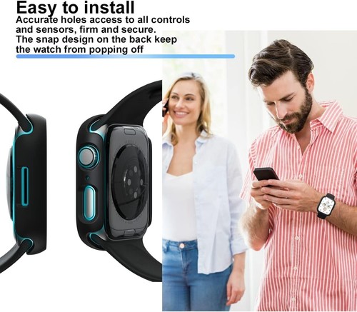 6 Pack Case for Apple Watch Screen Protector Series 9 8 7 41Mm with Tempered Gla - 第 4/6 張圖片