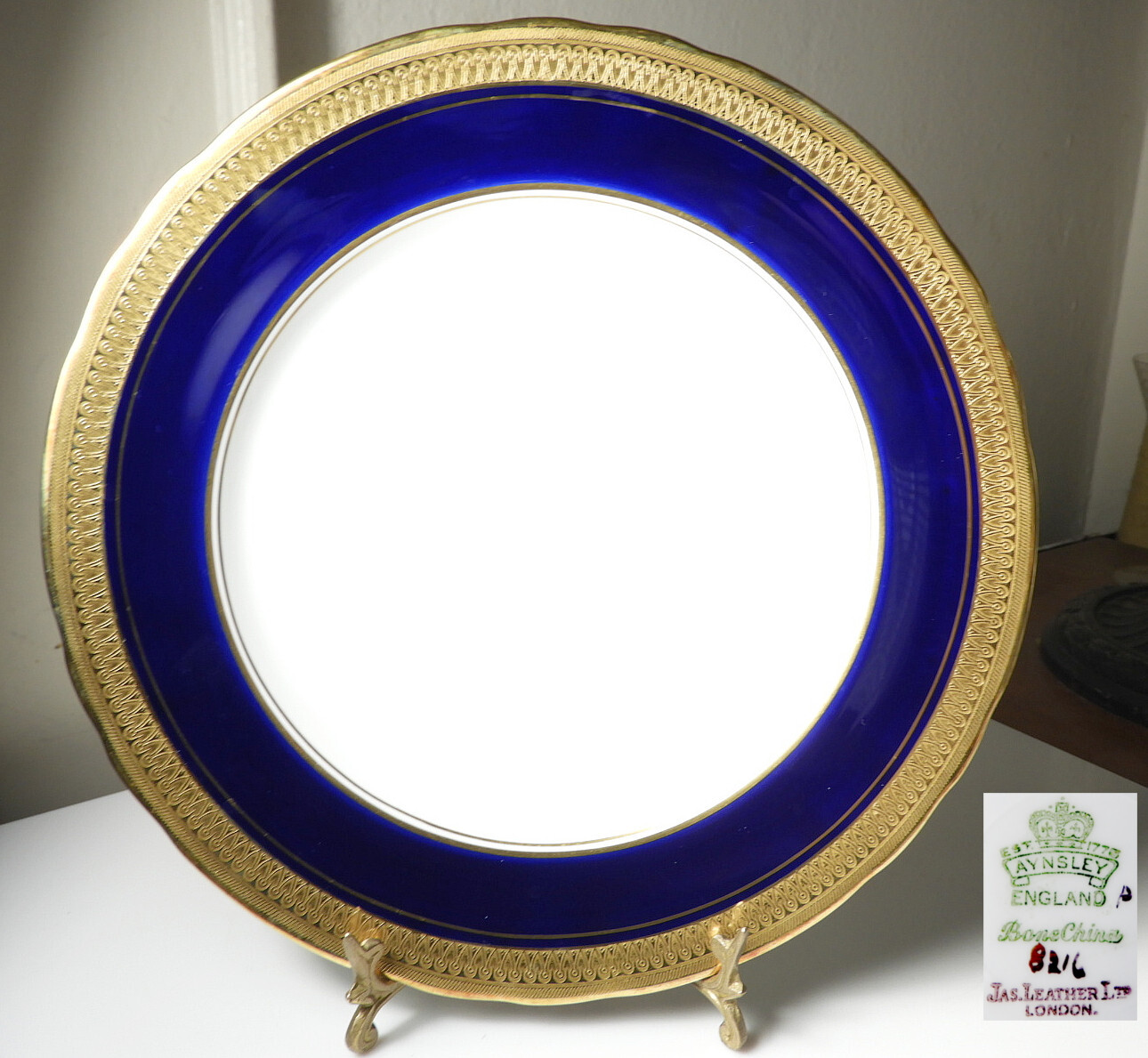 Aynsley BUCKINGHAM 8216 Cobalt Blue Scalloped Dinner Plate(s) MINT