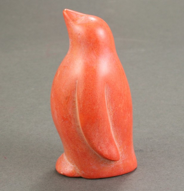 Hand carved soapstone penguin Made in Kenya Orange eBay