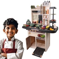 Kids Deluxe Kitchen Cooking Playset with Steam Water Effects 65 Accessories