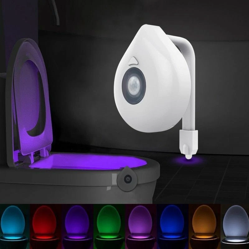 The Original Toilet Night Light - Toilet Lighting & Bathroom Night Light -  Motion Sensor Activated LED - Toilet Bowl Light - 9 Color Modes Including