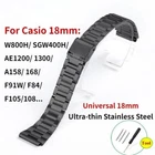 18mm Stainless Steel Metal Watch Band For Casio W800h AE1200 F91W Metal Strap