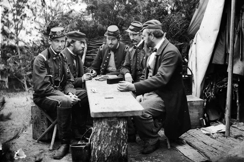 New 5x7 Civil War Photo: Dominoes at Camp Winfield Scott in Yorktown, Virginia