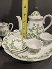 Beautiful Mini Porcelain Tea Set In Green And White — photo 3