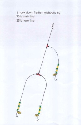 4 x #4 Circle Three Hook Down Querlenker Rig Dab, Sole Plaice, Turbot