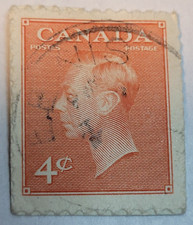 Canada Postage ~ George VI ~ 4¢ Orange Stamp ~ Used/Posted ~ 1951 ~ A03