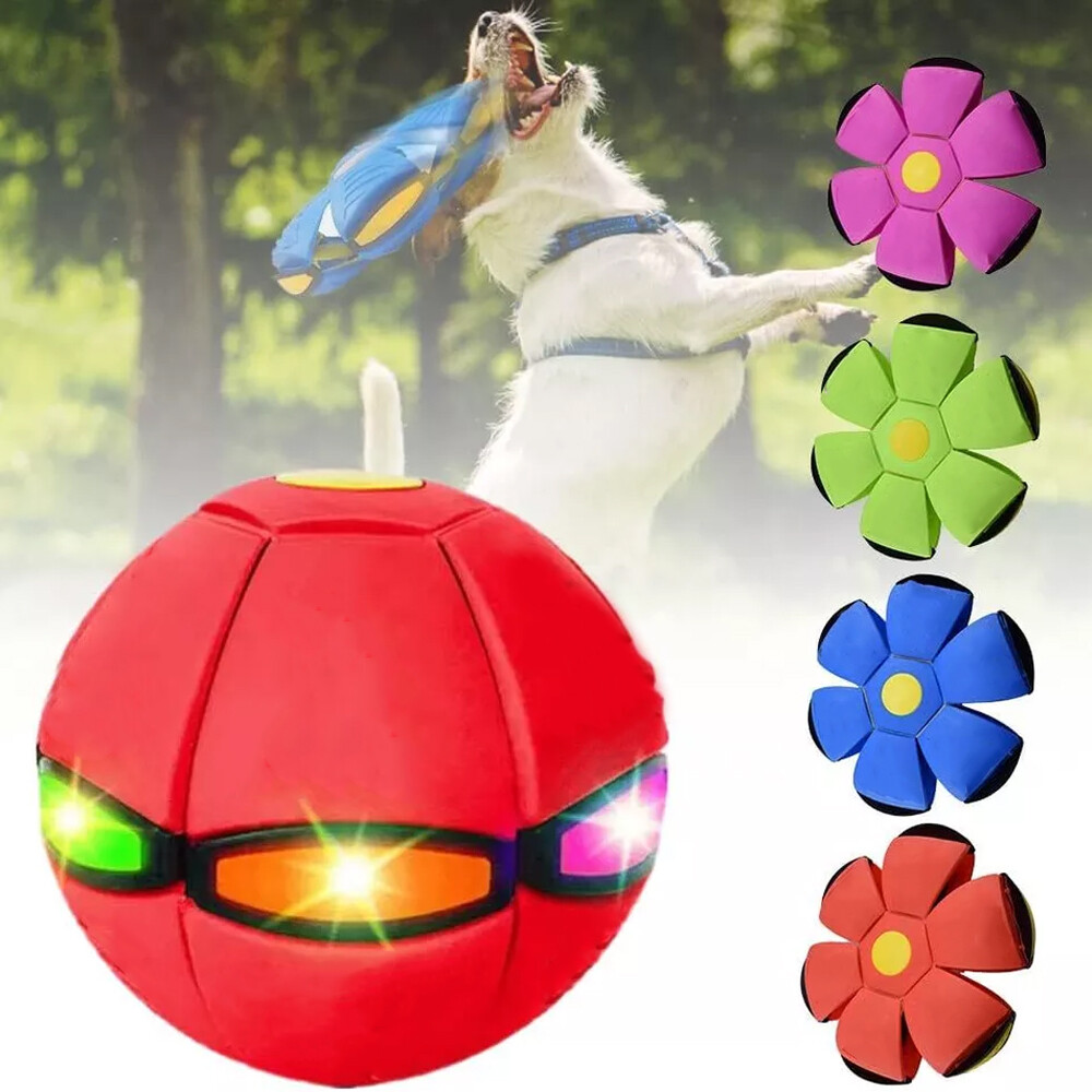 Dog Flying Disc Ball Toy – Auto-Rebound, Interactive Pop-Up UFO Ball For Fetch & Exercise (Red)