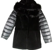 NEW Blue Duck Mixed Media Jacket Coat in Black - Size M #C2917