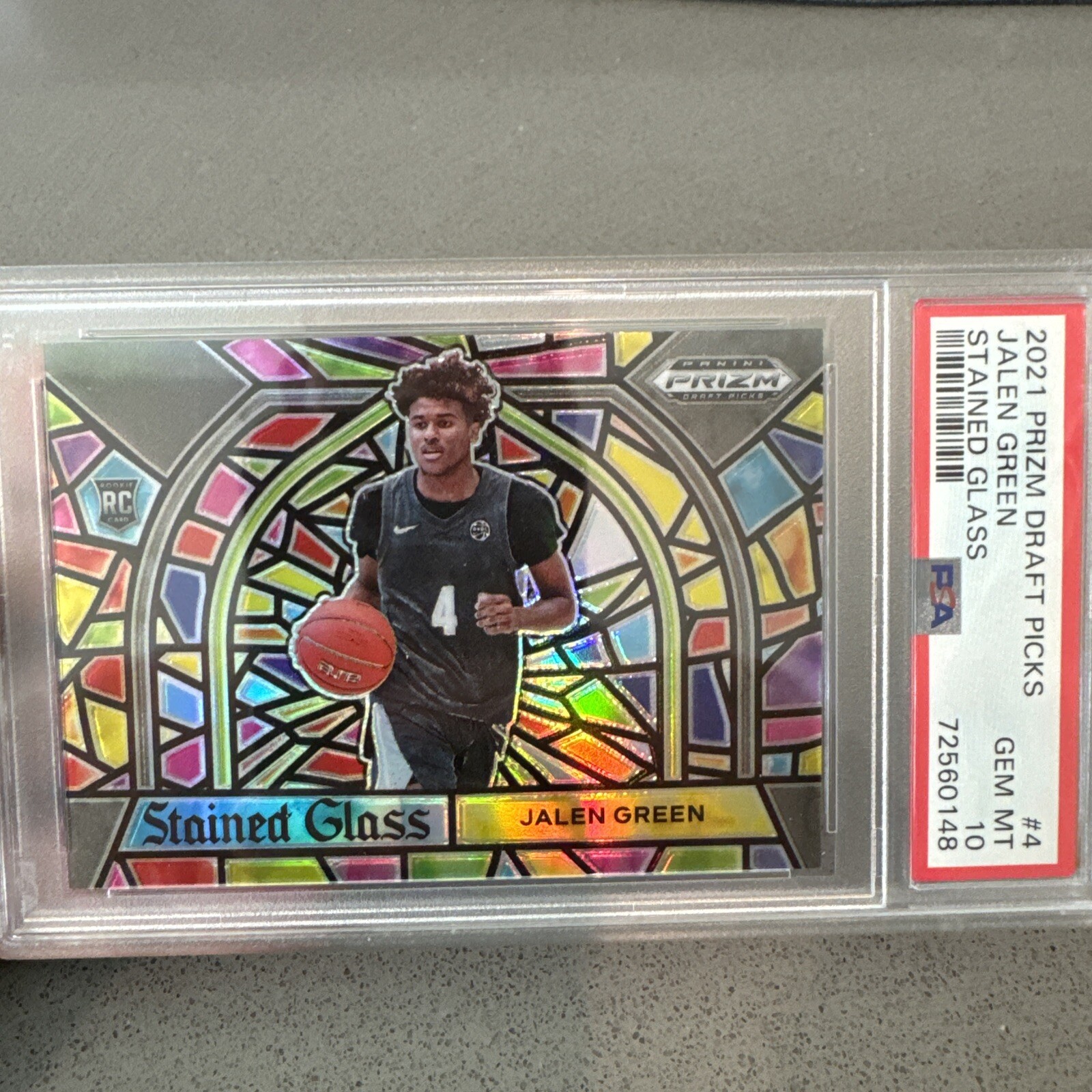 2021 Prizm Draft Jalen Green RC STAINED GLASS #4 PSA 10