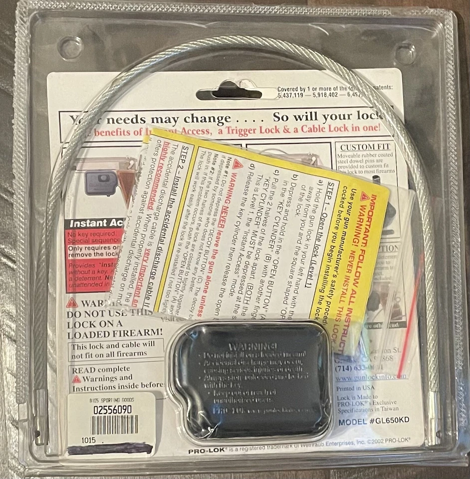 Pro-Lok Gunlock 3 Locks in 1 - Instant Access, Key Locking, or Cable Locking - Image 2 of 2