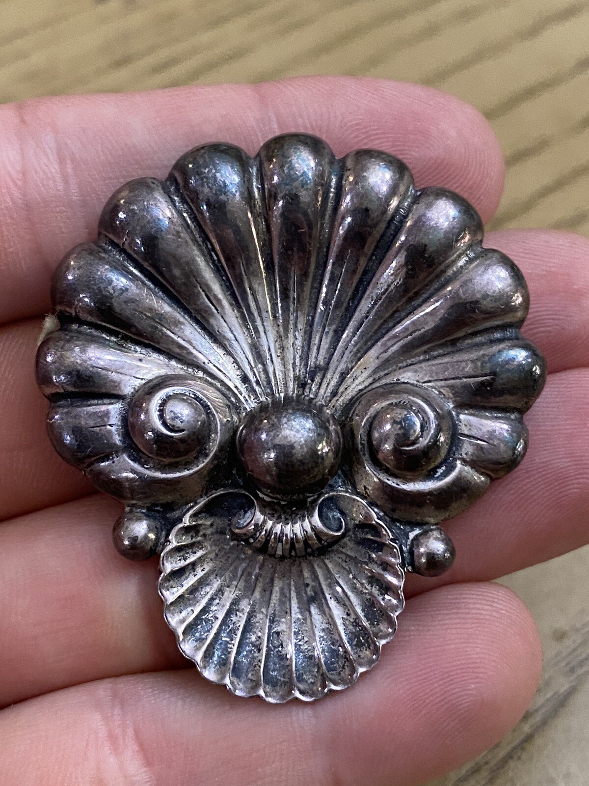 VINTAGE Cini Seashell Casted Solid Pure Sterling … - image 1